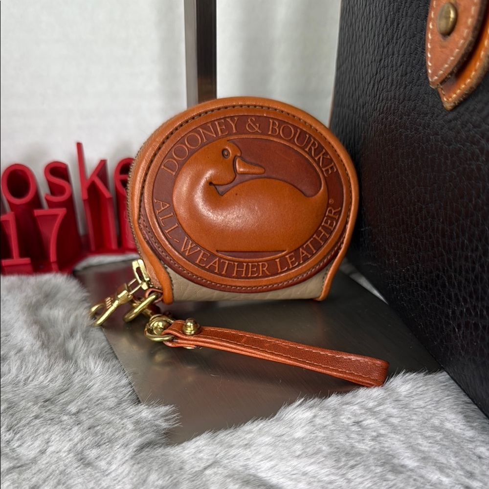Dooney & Bourke Tan and Brown Leather Coin Purse